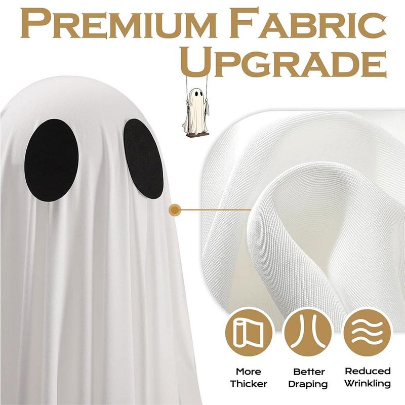 5 FT Large Hanging Swing Ghost Halloween Decor with Led Lights,2026 Spooky Cute Ghosts Decorations for Front Porch Yard Tree,Adjustable Light-Up Swing Ghost,Remote Control,Halloween Decoration Outdoor - Image 2